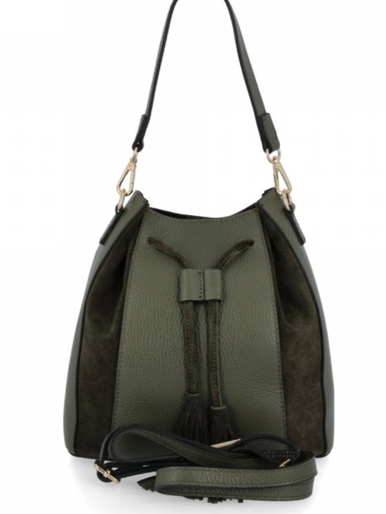 MADE IN ITALY LEATHER Tassel Bucket Bag - Women